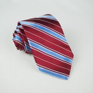 Brooks Brothers English Silk Necktie Red Blue Striped Tie Made in USA